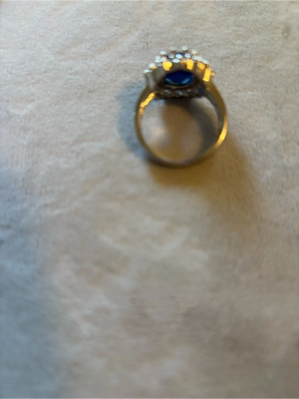 Blue Oval Halo Ring for Women - Classic Sparkle